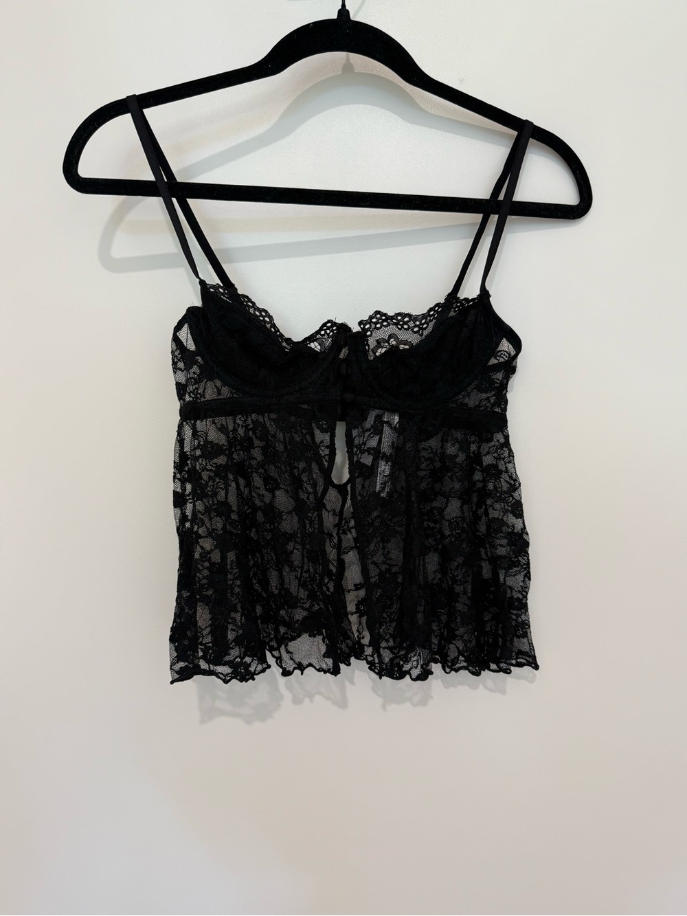 Urban Outfitters Black Lace Babydoll Chemise with Underwire